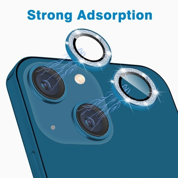 Camera lens tempered glass protector Glitter iPhone 14 iPhone 14 Plus Light Blue - Picture 3 of 4